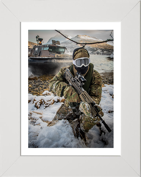 Royal Marines cold weather beach Landing Photo Print Hampshire Prints 10 x 8 White Frame Yes