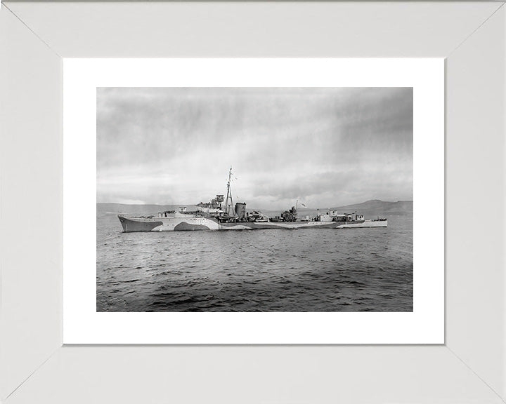 HMS Relentless (H85) Photo Print - Port Side - Royal Navy R Class Destroyer Hampshire Prints 10 x 8 White Frame Yes