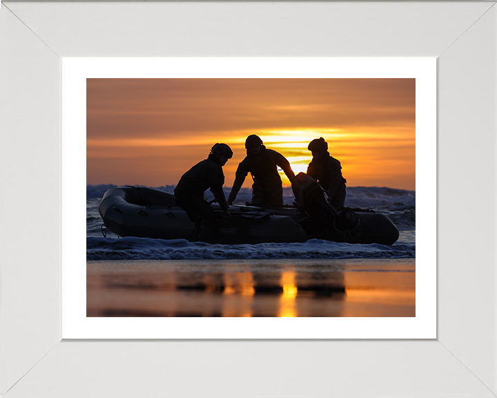 Royal Marines beach Landing at sunset Photo Print - 47 Commando Hampshire Prints 10 x 8 White Frame Yes