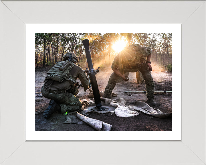 Royal Marine Commandos Mortar Team Photo Print - 40 Commando Hampshire Prints 10 x 8 White Frame Yes