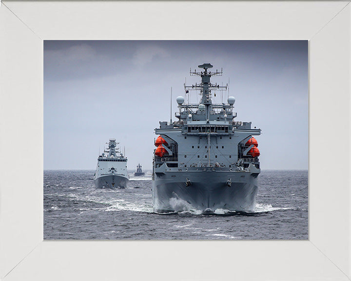 RFA Argus (A135) Photo Print - Bow View - Royal Fleet Auxiliary Casualty Class Ship Hampshire Prints 10 x 8 White Frame No