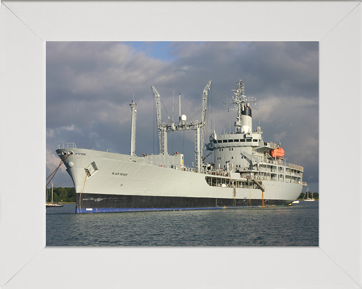 RFA Black Rover (A273) Photo Print - At A Buoy - Royal Fleet Auxiliary Rover Class Tanker Hampshire Prints 10 x 8 White Frame No