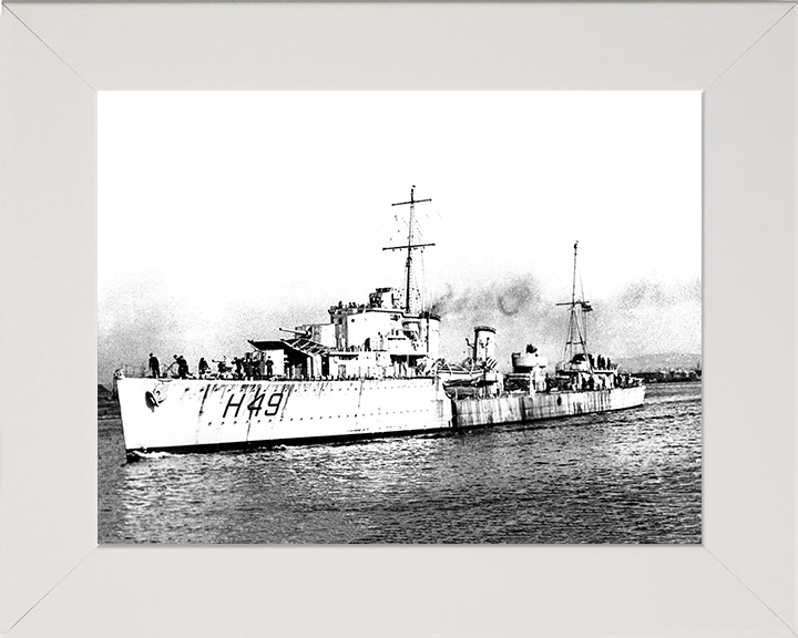 HMS Inconstant (H49) Photo Print - Port Side View - Royal Navy I Class Destroyer Hampshire Prints 10 x 8 White Frame No