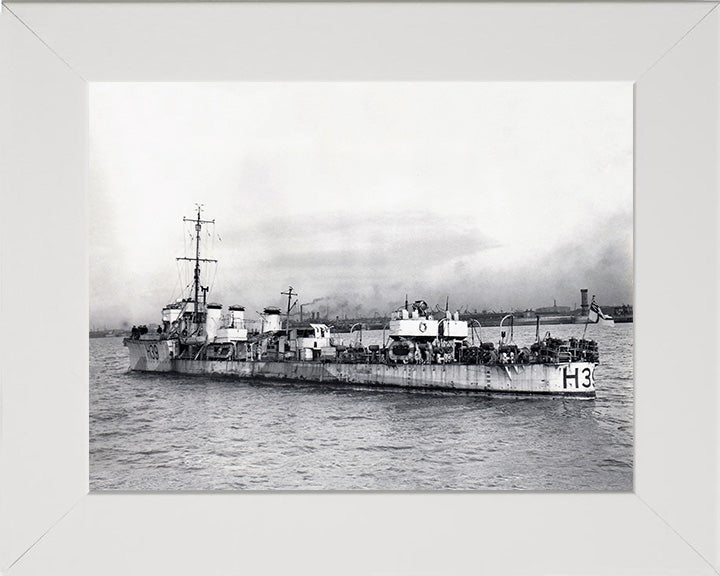 HMS Skate (H39) Photo Print - Port Side - Royal Navy R Class Destroyer Hampshire Prints 10 x 8 White Frame No