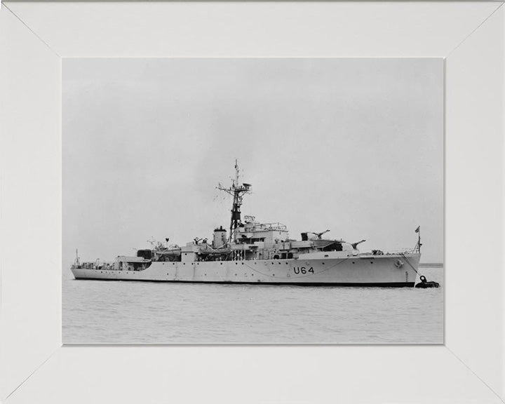 HMS Nereide (U64) Photo Print - At A Buoy - Royal Navy Black Swan Class Sloop Hampshire Prints 10 x 8 White Frame No