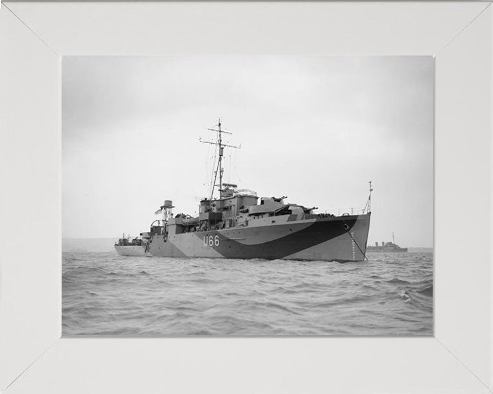 HMS Starling (U66) Photo Print - Starboard View - Royal Navy Black Swan Class Sloop Hampshire Prints 10 x 8 White Frame No