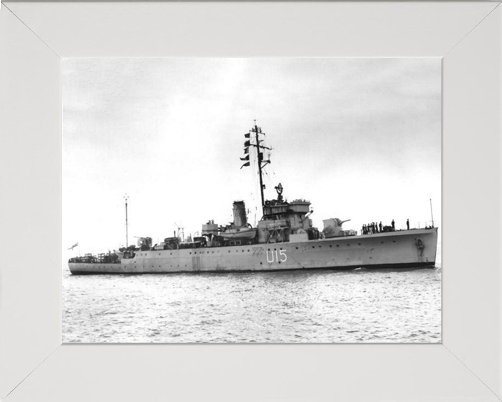 HMS Fowey (U15) (L15) Photo Print - Starboard View - Royal Navy Shoreham Class Sloop Hampshire Prints 10 x 8 White Frame No