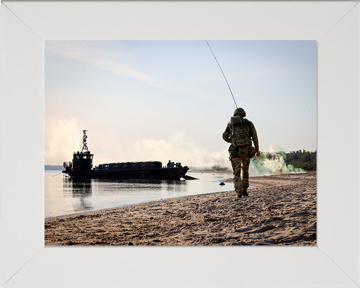Royal Marines Commando beach Landing Portrait Photo Print Hampshire Prints 10 x 8 White Frame No