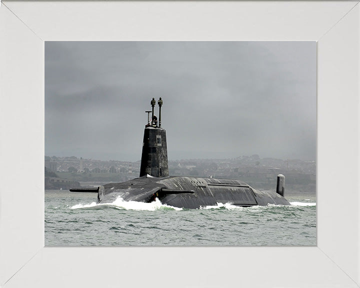 HMS Victorious (S29) Photo Print - Port Side View - Royal Navy Vanguard Class Submarine Hampshire Prints 10 x 8 White Frame No