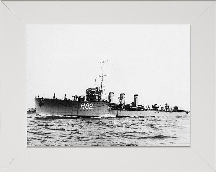 HMS Restless (H82) Photo Print - Port Side - Royal Navy R Class Destroyer Hampshire Prints 10 x 8 White Frame No