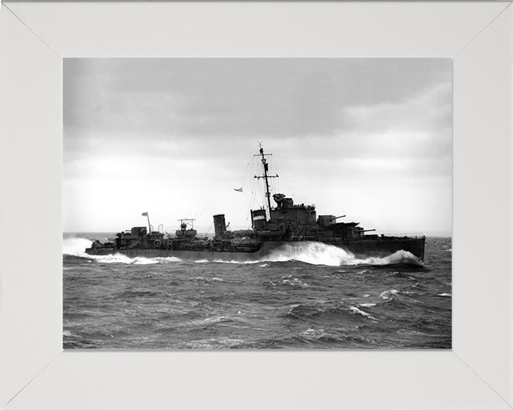 HMS Intrepid (D10) Photo Print - Starboard View - Royal Navy I Class Destroyer Hampshire Prints 10 x 8 White Frame No
