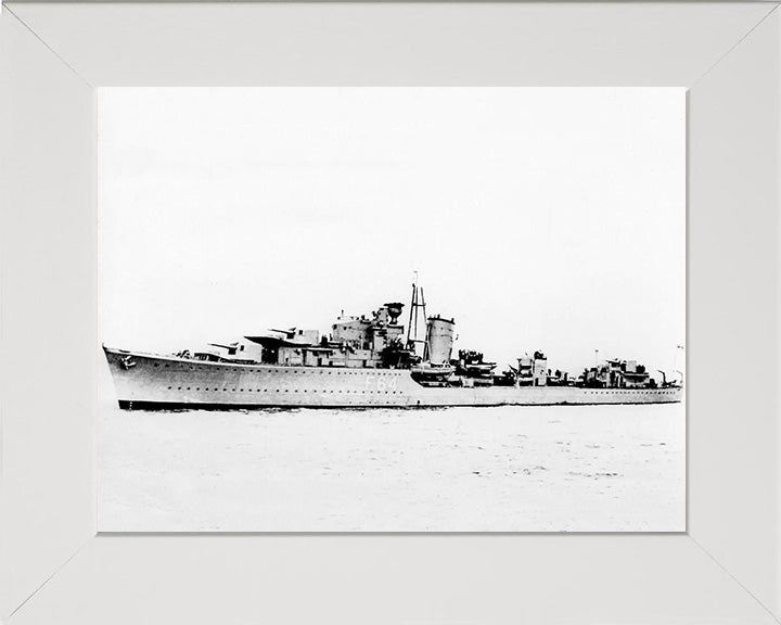 HMS Kingston (F64) Photo Print - Port Side View - Royal Navy K Class Destroyer Hampshire Prints 10 x 8 White Frame No