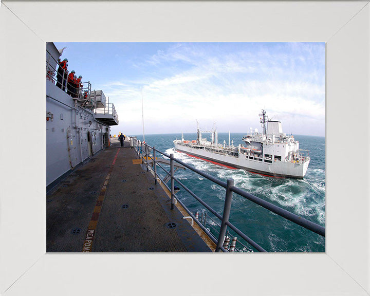 RFA Bayleaf (A109) Photo Print - RAS Approach - Royal Fleet Auxiliary Leaf Class Tanker Hampshire Prints 10 x 8 White Frame No