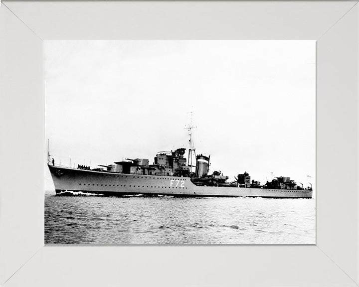 HMS Jersey (F72) Photo Print - Port Side - Royal Navy J Class Destroyer Hampshire Prints 10 x 8 White Frame No