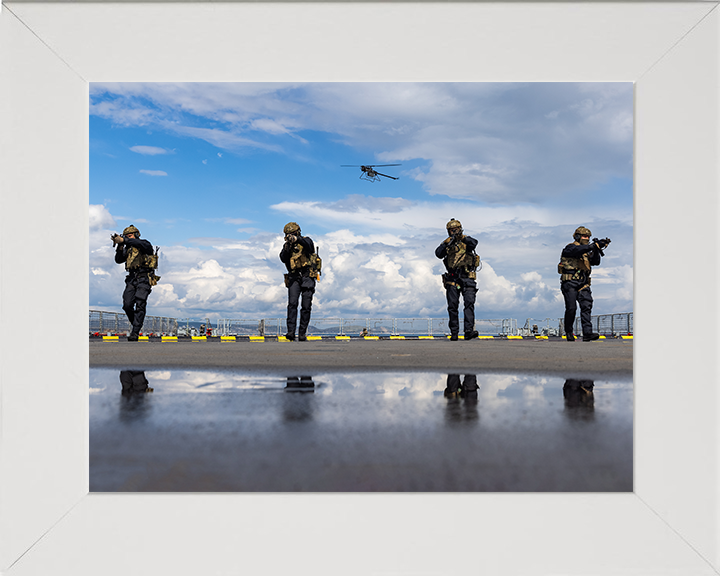 Royal Marines Commando Boarding Team Photo Print - 42 Commando Hampshire Prints 10 x 8 White Frame No