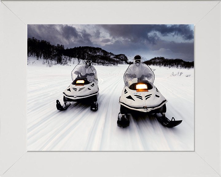 Royal Marine Commandos on a Ski-Doo Photo Print - SRS Squadron Hampshire Prints 10 x 8 White Frame No