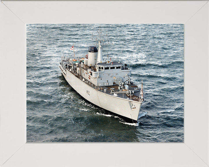 HMS Ledbury (M30) Photo Print - At Sea - Royal Navy Hunt Class Minesweeper Hampshire Prints 10 x 8 White Frame No