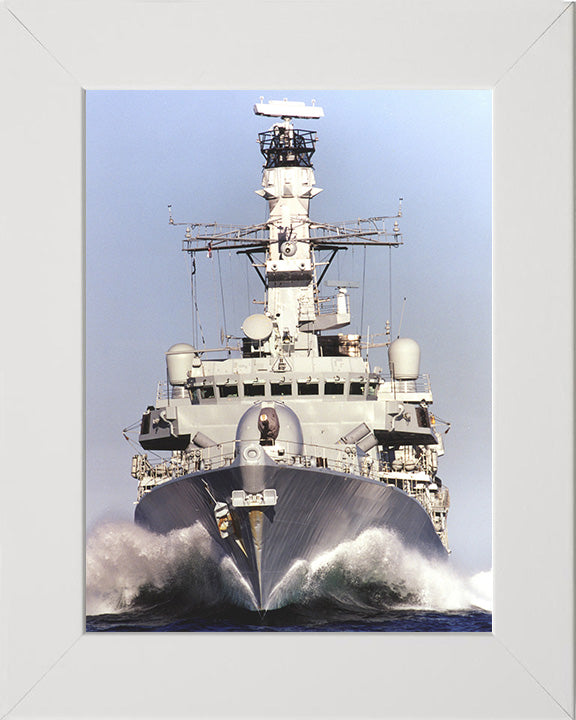 HMS Lancaster (F229) Photo Print - Underway Bow View - Royal Navy Type 23 Frigate Hampshire Prints 10 x 8 White Frame No