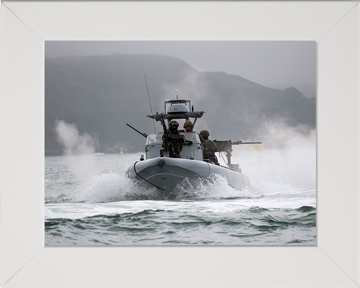 Royal Marines on a Commando Raiding Craft (CRC) Photo Print Hampshire Prints 10 x 8 White Frame No