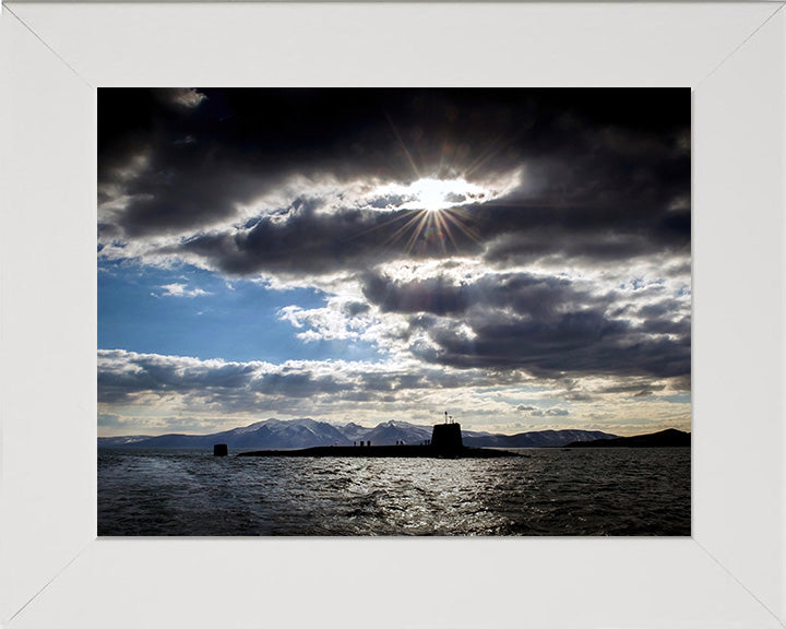 HMS Victorious (S29) Photo Print - Silhouette - Royal Navy Vanguard Class Submarine Hampshire Prints 10 x 8 White Frame No