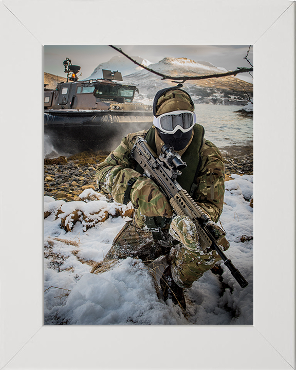 Royal Marines cold weather beach Landing Photo Print Hampshire Prints 10 x 8 White Frame No