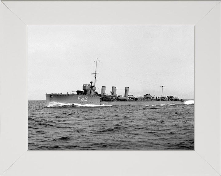 HMS Thisbe (F82) Photo Print - Port Side View - Royal Navy R Class Destroyer Hampshire Prints 10 x 8 White Frame No
