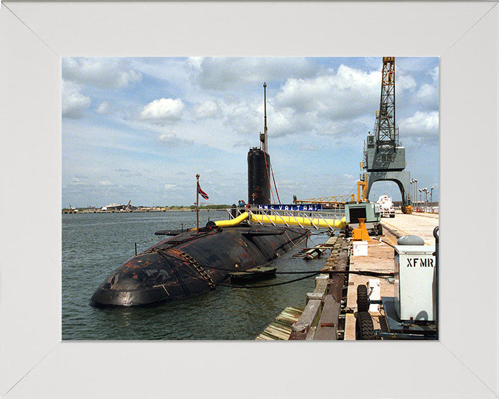 HMS Valiant (S102) Photo Print - Alongside - Royal Navy Valiant Class Submarine Hampshire Prints 10 x 8 White frame No