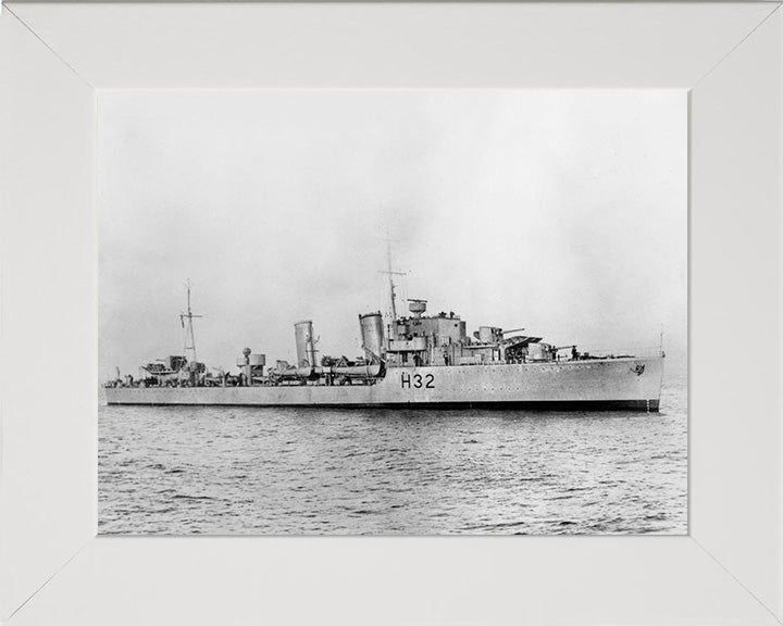 HMS Havant (H32) Photo Print - Starboard Beam View - Royal Navy H Class Destroyer Hampshire Prints 10 x 8 White Frame No