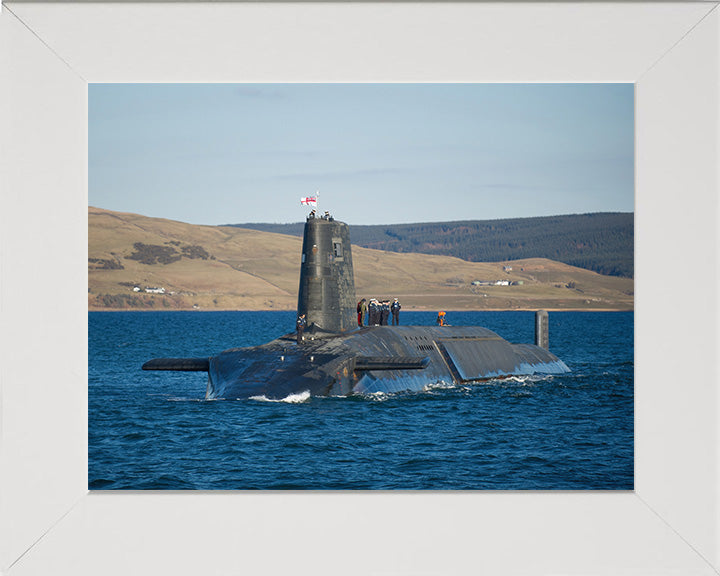 HMS Victorious (S29) Photo Print - Port Bow View - Royal Navy Vanguard Class Submarine Hampshire Prints 10 x 8 White Frame No
