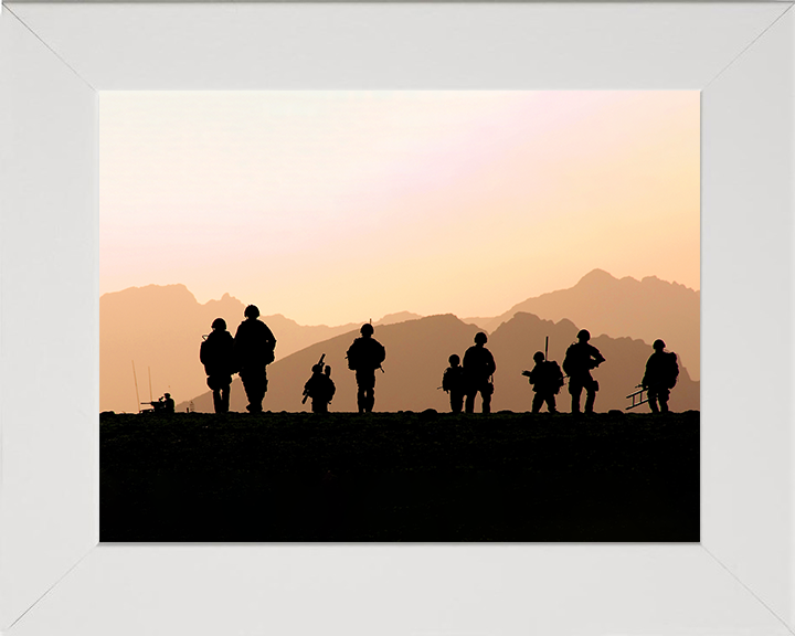 Royal Marine Commandos silhouettes Photo Print - 45 Commando Hampshire Prints 10 x 8 White Frame No