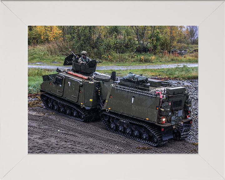 Royal Marines Commandos on a Viking All Terrain Vehicle Photo Print - CLR Armoured Support Hampshire Prints 10 x 8 White Frame No