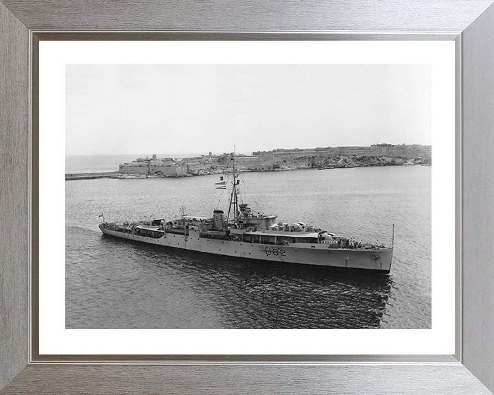 HMS Magpie (U82) Photo Print - Valletta Malta - Royal Navy Black Swan Class Sloop Hampshire Prints 10 x 8 Silver Frame Yes