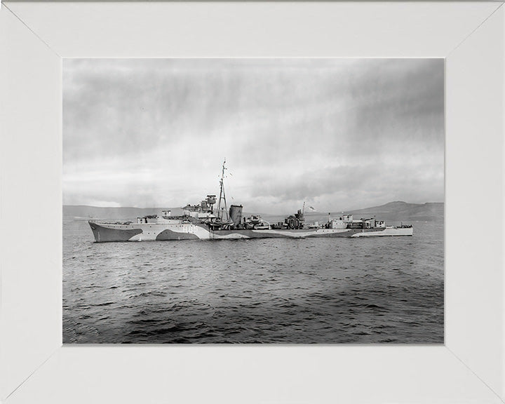 HMS Relentless (H85) Photo Print - Port Side - Royal Navy R Class Destroyer Hampshire Prints 10 x 8 White Frame No