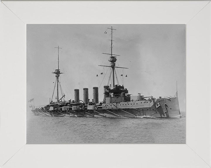 HMS Achilles (1905) Photo Print - Starboard Bow View - Royal Navy Warrior Class Armoured Cruiser Hampshire Prints 10 x 8 White Frame No