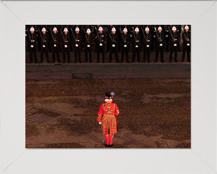 Royal Marines Commandos with a Yeoman Warder Photo Print Hampshire Prints 10 x 8 White Frame No