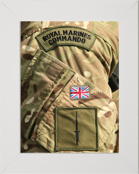 Royal Marines Commando Patch and Dagger Photo Print Hampshire Prints 10 x 8 White Frame No