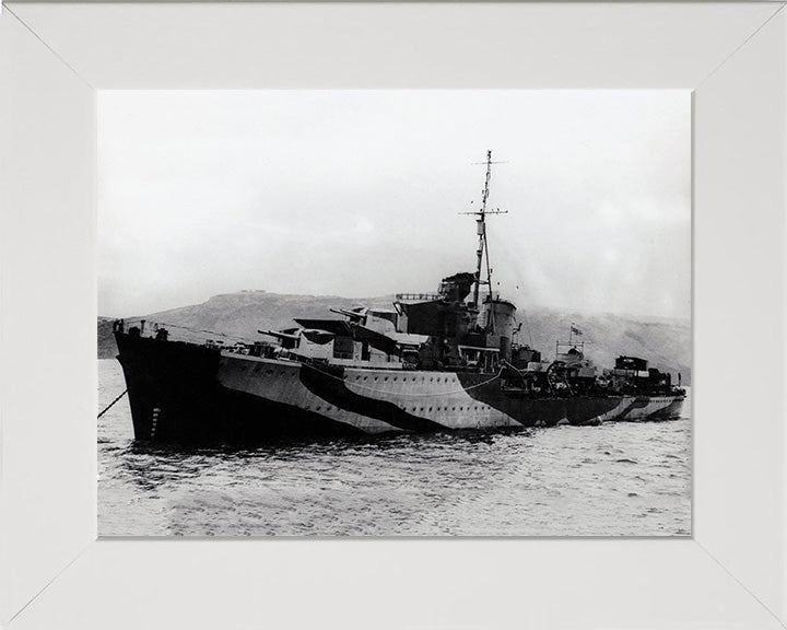 HMS Javelin (F61) Photo Print - At Anchor - Royal Navy J Class Destroyer Hampshire Prints 10 x 8 White Frame No