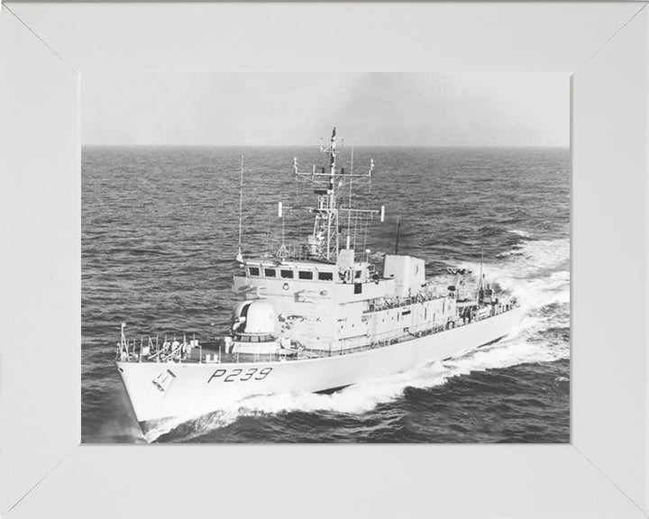 HMS Peacock (P239) Photo Print - Port Bow View - Royal Navy Peacock Class Patrol Vessel Hampshire Prints 10 x 8 White Frame No