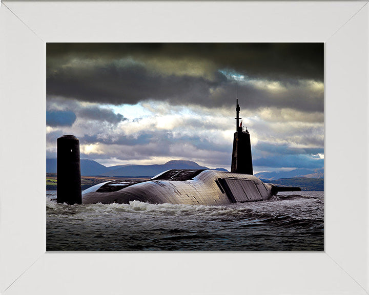 HMS Vengeance (S31) Photo Print - Starboard Quarter View - Royal Navy Vanguard Class Submarine Hampshire Prints 10 x 8 White Frame No