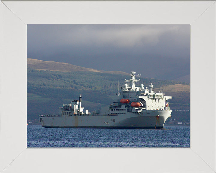 RFA Argus (A135) Photo Print - Low Starboard View - Royal Fleet Auxiliary Casualty Class Ship Hampshire Prints 10 x 8 White Frame No