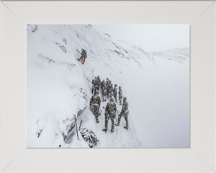 Royal Marines Commando Ice Climbing in Norway Photo Print - Mountain Leaders Course Hampshire Prints 10 x 8 White Frame No