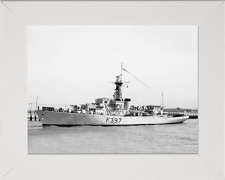 HMS Launceston Castle (F397) (K397) Photo Print - Paying Off - Royal Navy Castle Class Corvette Hampshire Prints 10 x 8 White Frame No