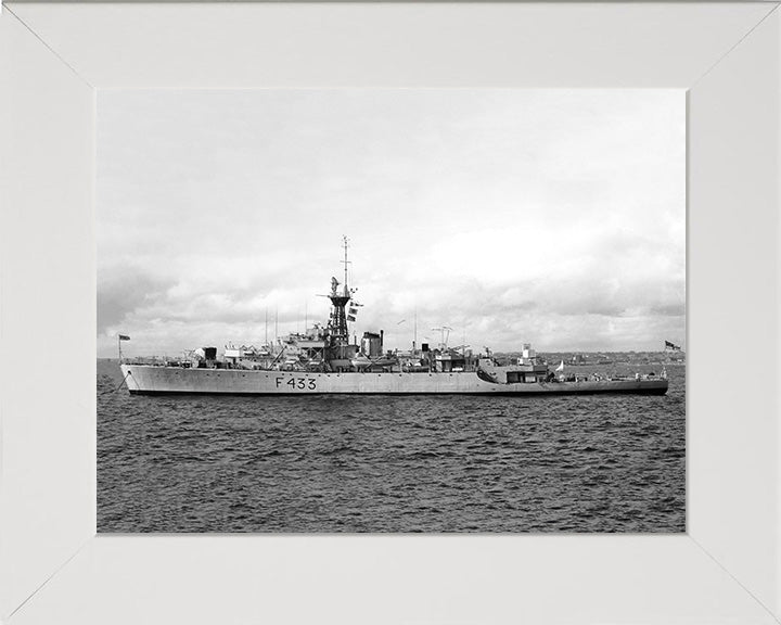 HMS Loch Insh (F433) (K433) Photo Print - At Anchor - Royal Navy Loch Class Frigate Hampshire Prints 10 x 8 White Frame No