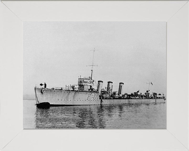 HMS Redgauntlet (F97) Photo Print - At A Buoy - Royal Navy R Class Destroyer Hampshire Prints 10 x 8 White Frame No