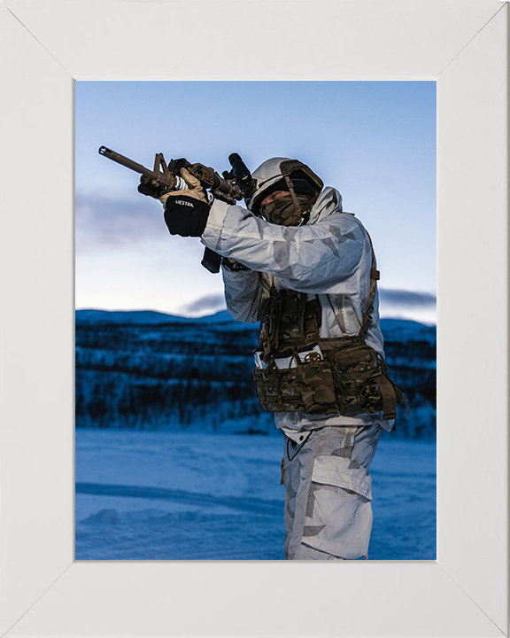 Royal Marine Commando in Snow Parka Photo Print - SRS Hampshire Prints 10 x 8 White Frame No