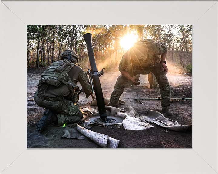 Royal Marine Commandos Mortar Team Photo Print - 40 Commando Hampshire Prints 10 x 8 White Frame No