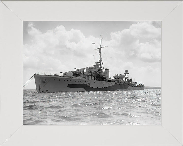 HMS Stork (L81) Photo Print - At Anchor - Royal Navy Bittern Class Sloop Hampshire Prints 10 x 8 White Frame No