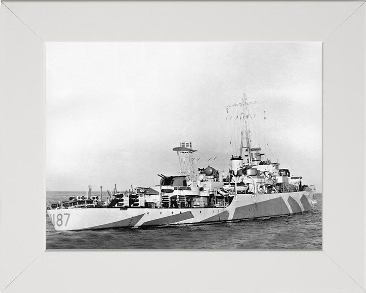 HMS Kite (U87) Photo Print - Starboard Side - Royal Navy Black Swan Class Sloop Hampshire Prints 10 x 8 White Frame No