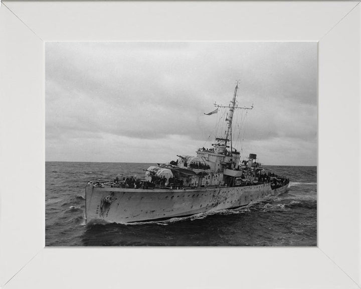 HMS Pelican (L86) (U86) Photo Print - Port Side View - Royal Navy Egret Class Sloop Hampshire Prints 10 x 8 White Frame No