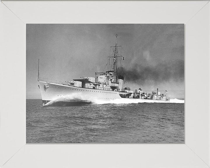 HMS Kelly (F01) Photo Print - Port Side View - Royal Navy K Class Destroyer Hampshire Prints 10 x 8 White Frame No